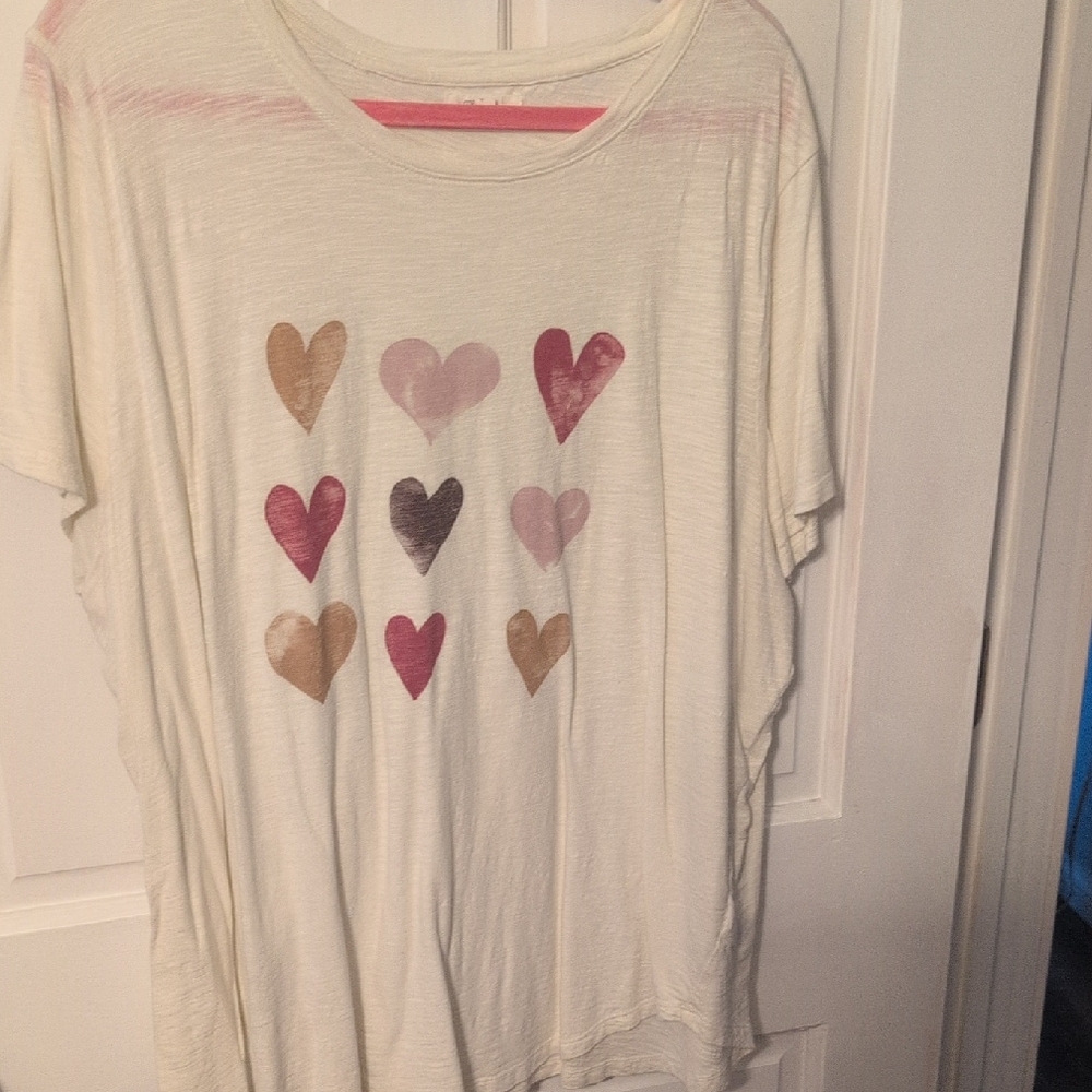 Maurices Kids Heart Graphic Tee - Cream and Pink